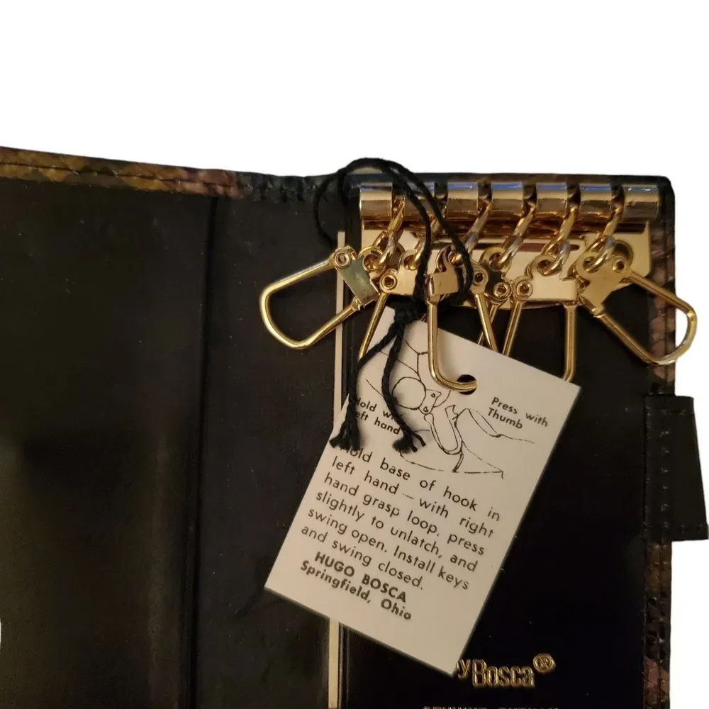 Bosca By Hugo Bosca Vintage Genuine Python Snake Key Wallet NEW